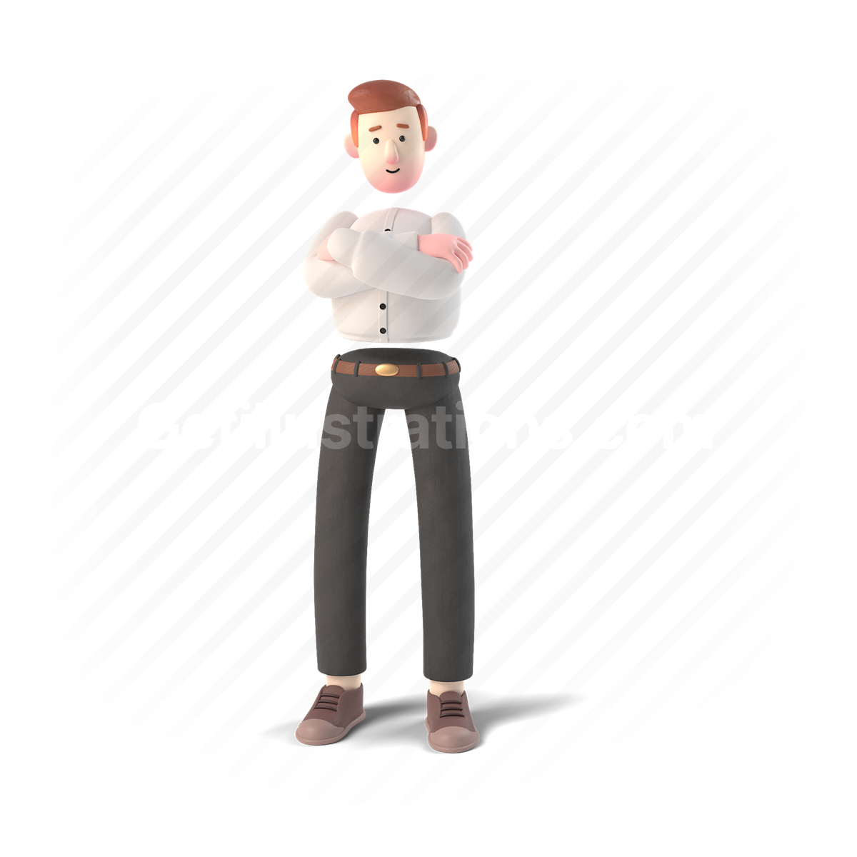man, uniform, 3d, people, person, character, stand, arms crossed